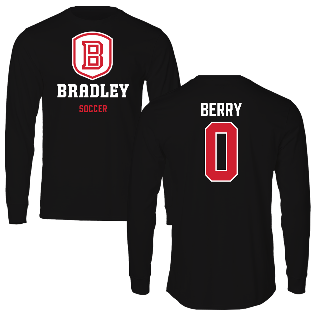 Bradley University Soccer Black Block Long Sleeve - #0 Drew Berry