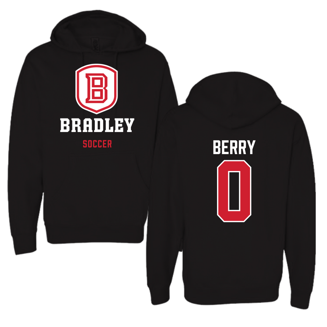 Bradley University Soccer Black Hoodie  - #0 Drew Berry