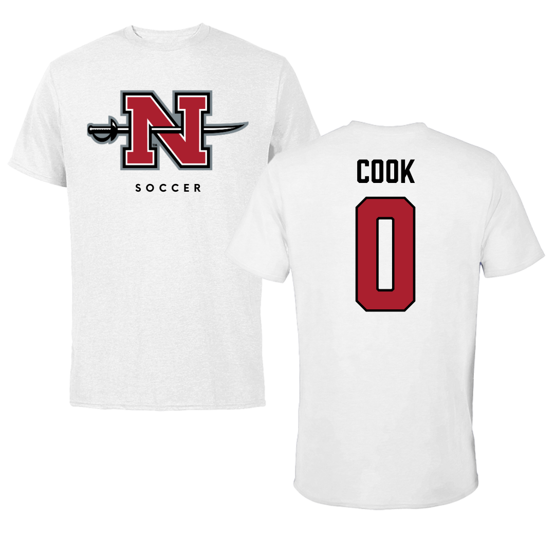 Nicholls State University Soccer White Tee  - #0 Megan Cook