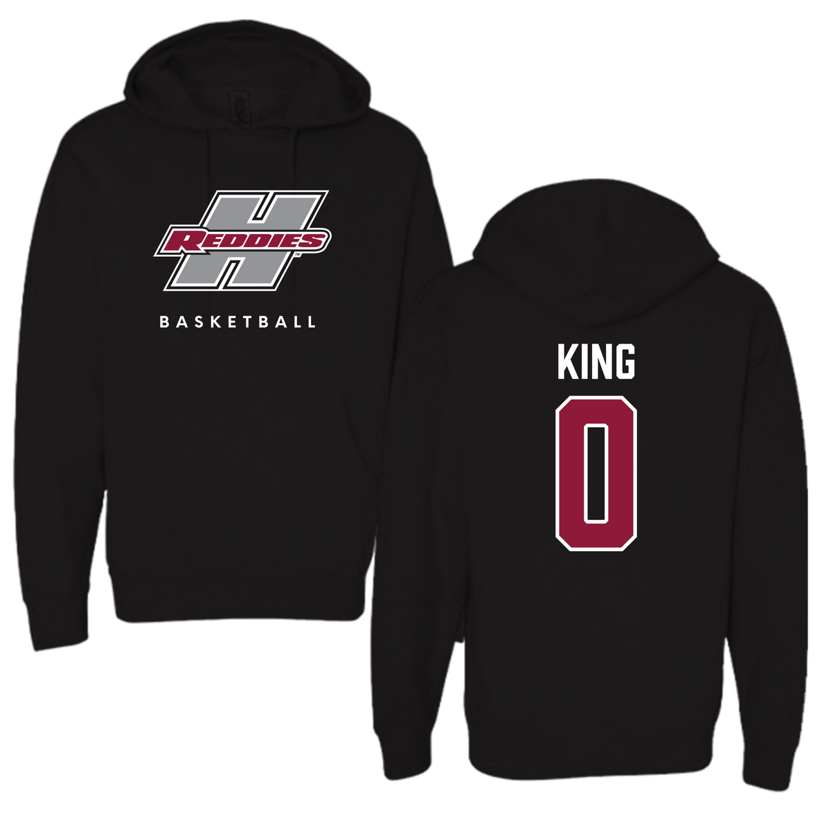 Sudadera con capucha negra de baloncesto de la Universidad Estatal de Henderson - Clarence King