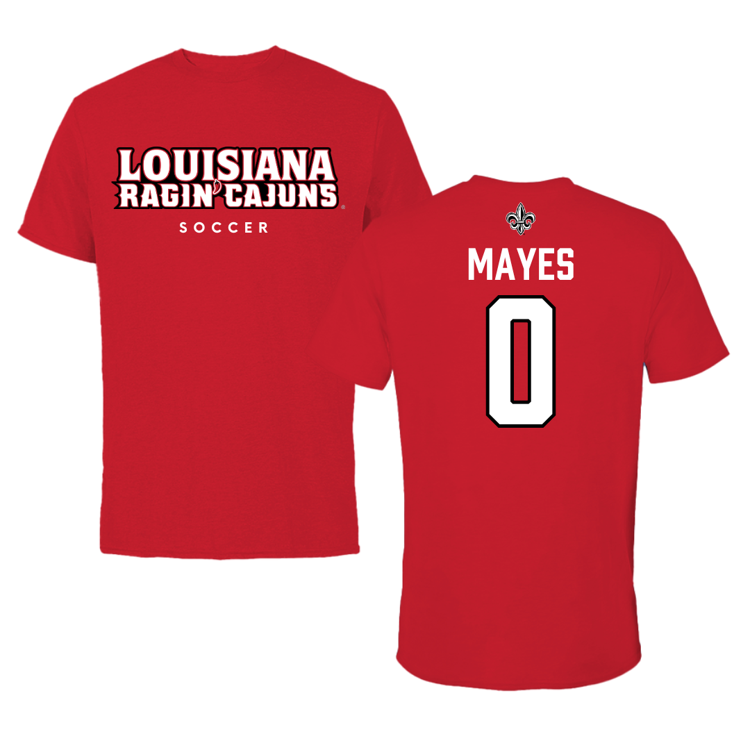 University of Louisiana at Lafayette Soccer Red Tee  - #0 Natalie Mayes