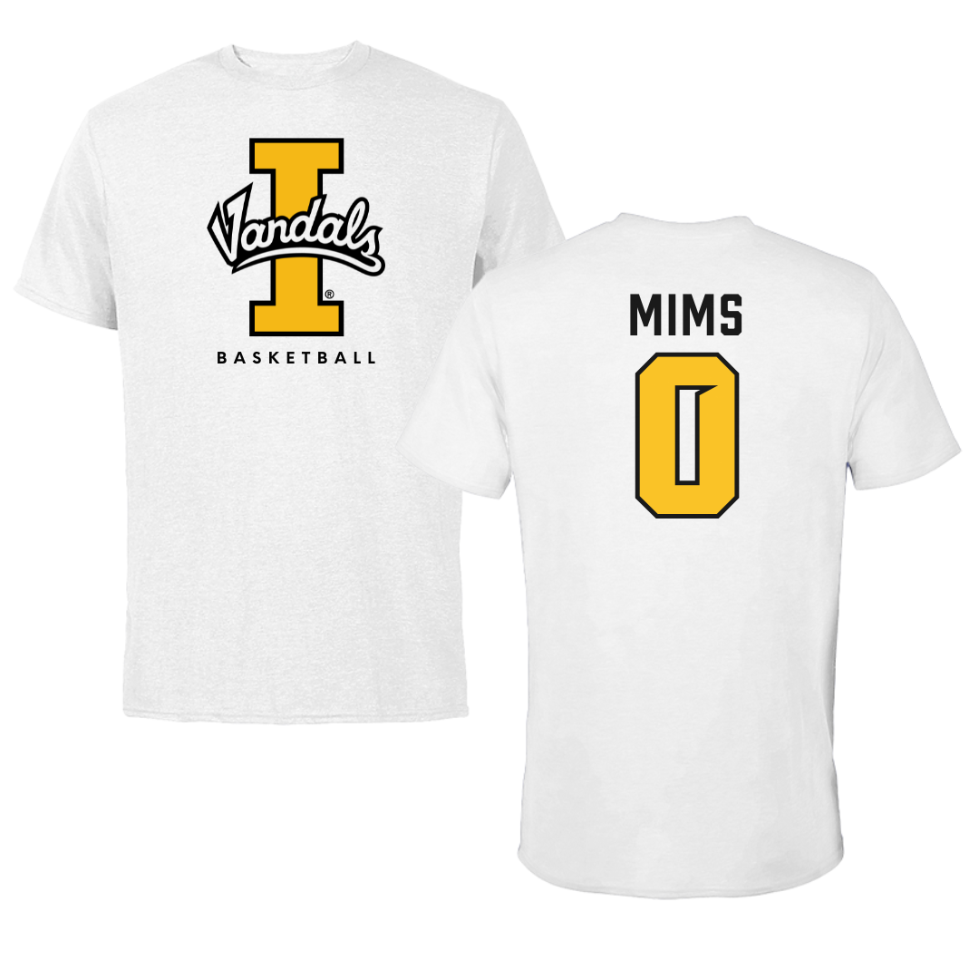 University of Idaho Basketball White Vandals Tee - #0 Julius Mims