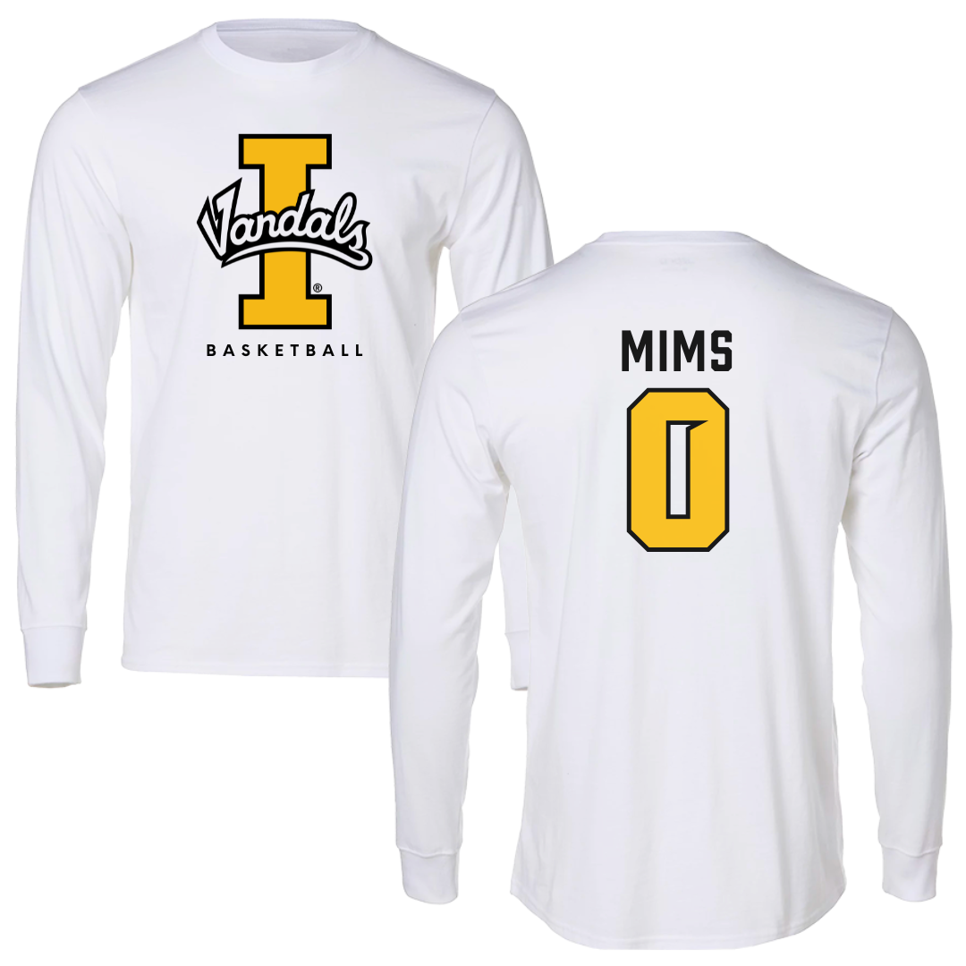 University of Idaho Basketball White Vandals Long Sleeve - #0 Julius Mims