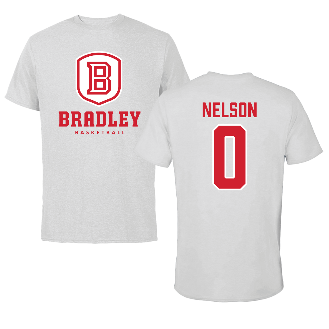 Bradley University Basketball Gray Tee - #0 Kaylen Nelson