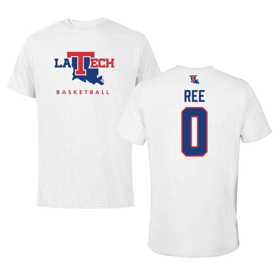 Louisiana Tech University Basketball White Tee  - #0 Devin Ree