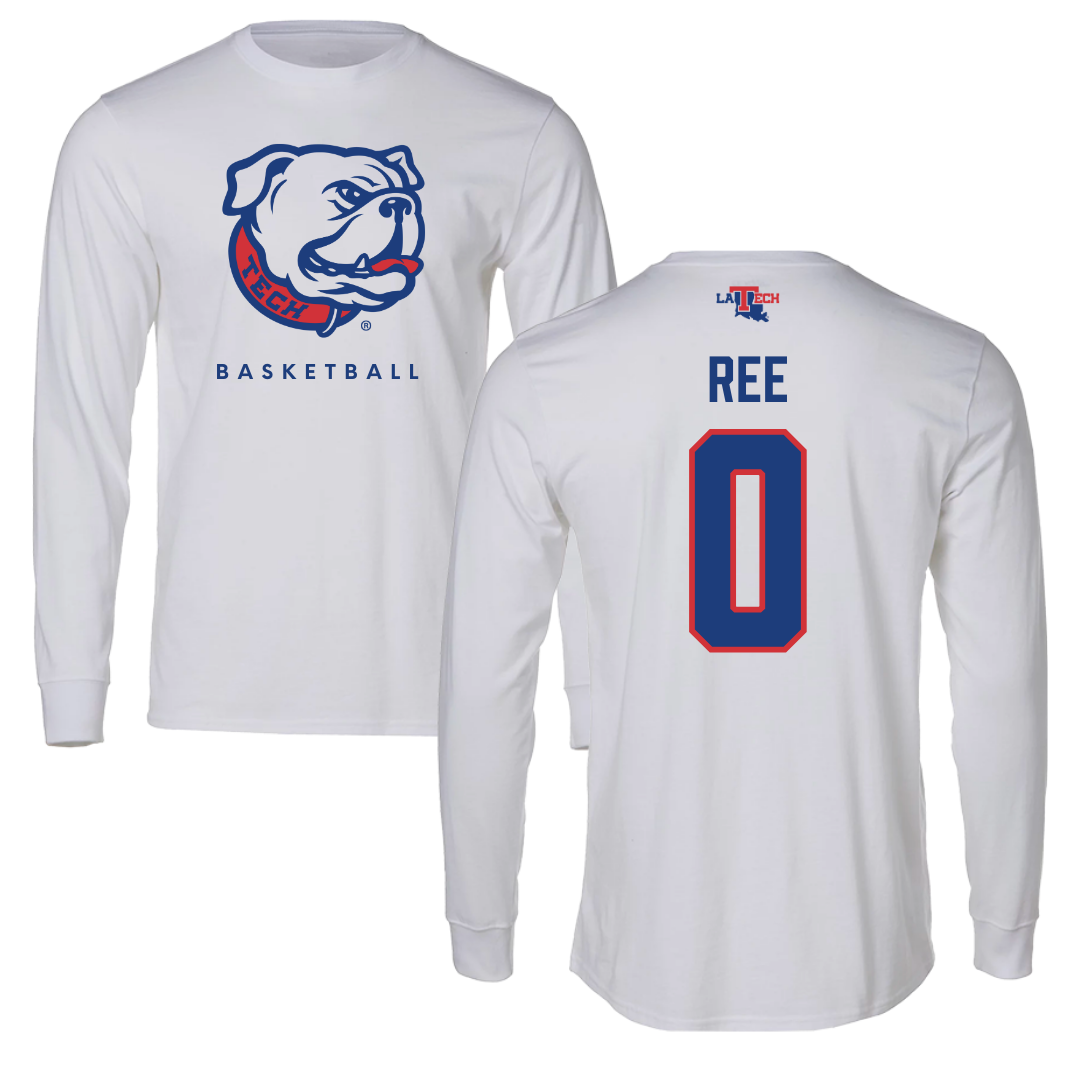 Louisiana Tech University Basketball White Long Sleeve  - #0 Devin Ree