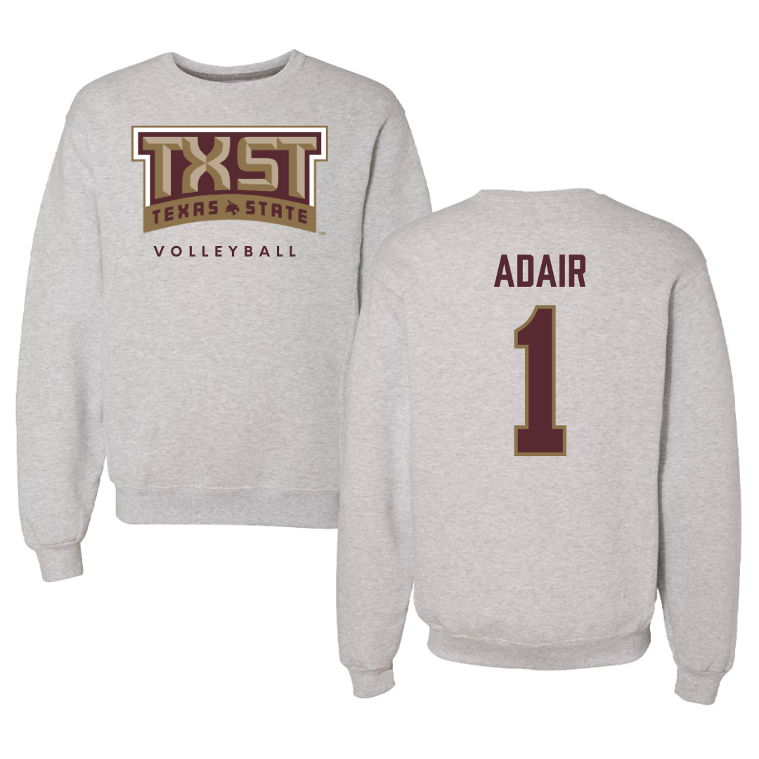 Texas State University Volleyball Gray Crewneck  - #1 Ally Adair