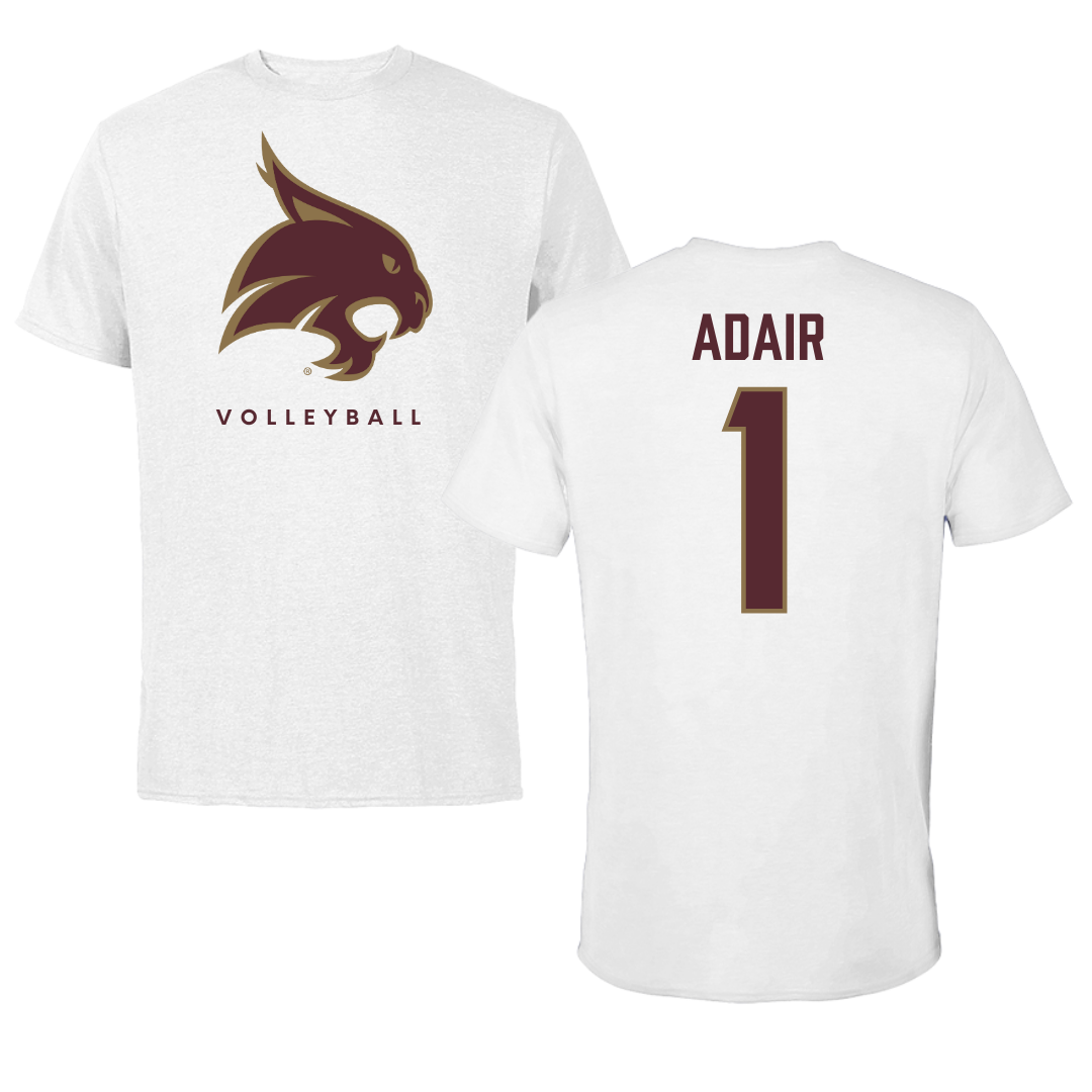 Texas State University Volleyball White Tee  - #1 Ally Adair