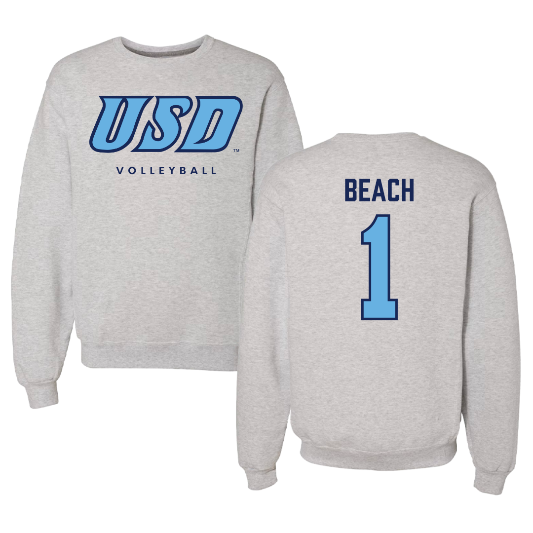 University of San Diego Volleyball Gray Crewneck  - #1 Neomi Beach