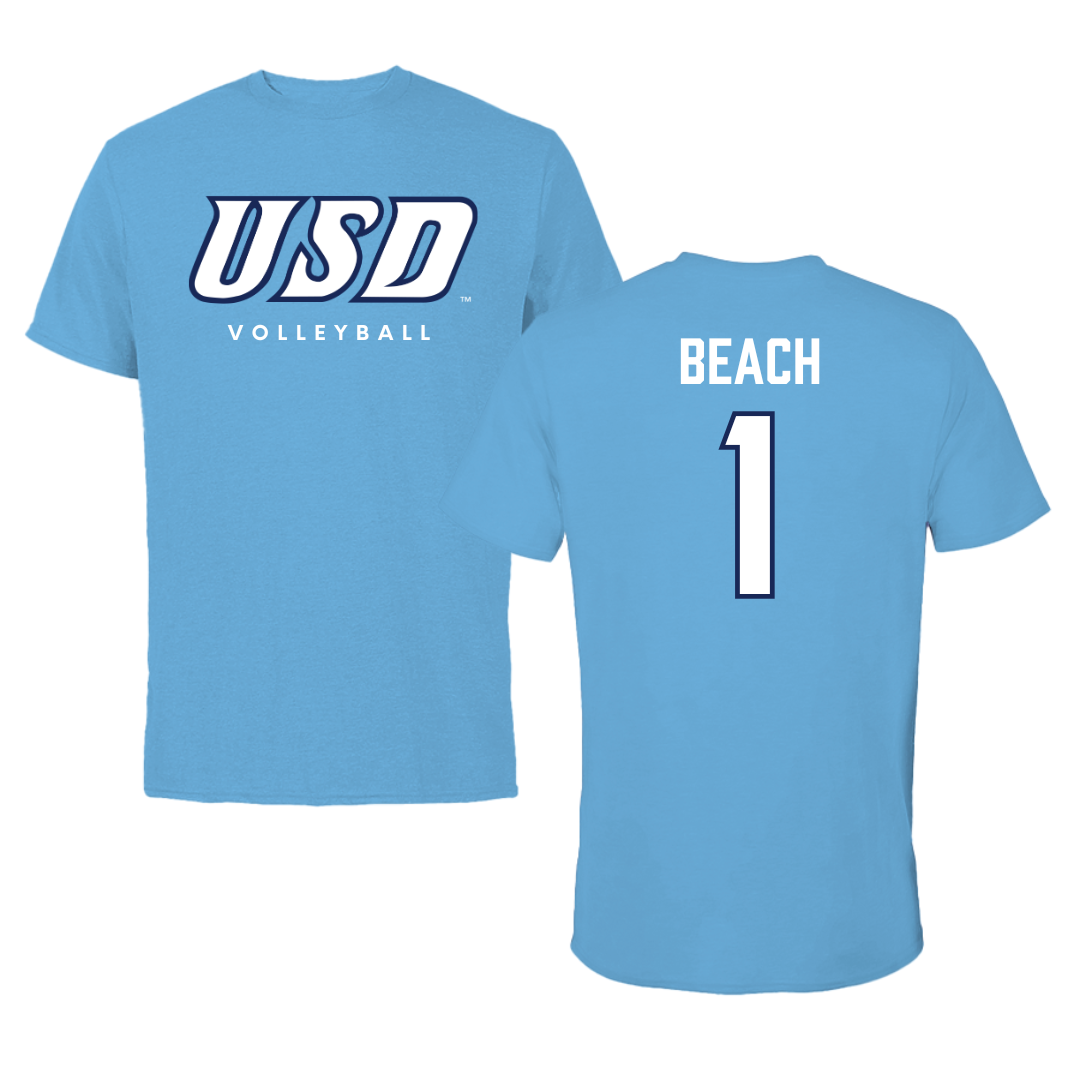 University of San Diego Volleyball Carolina Blue Tee  - #1 Neomi Beach