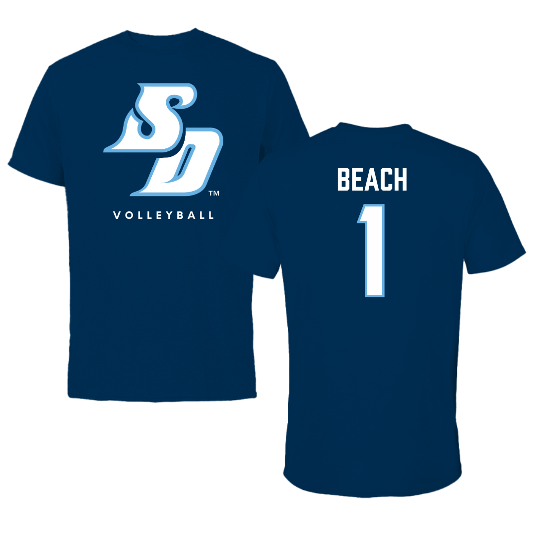 University of San Diego Volleyball Navy Tee  - #1 Neomi Beach