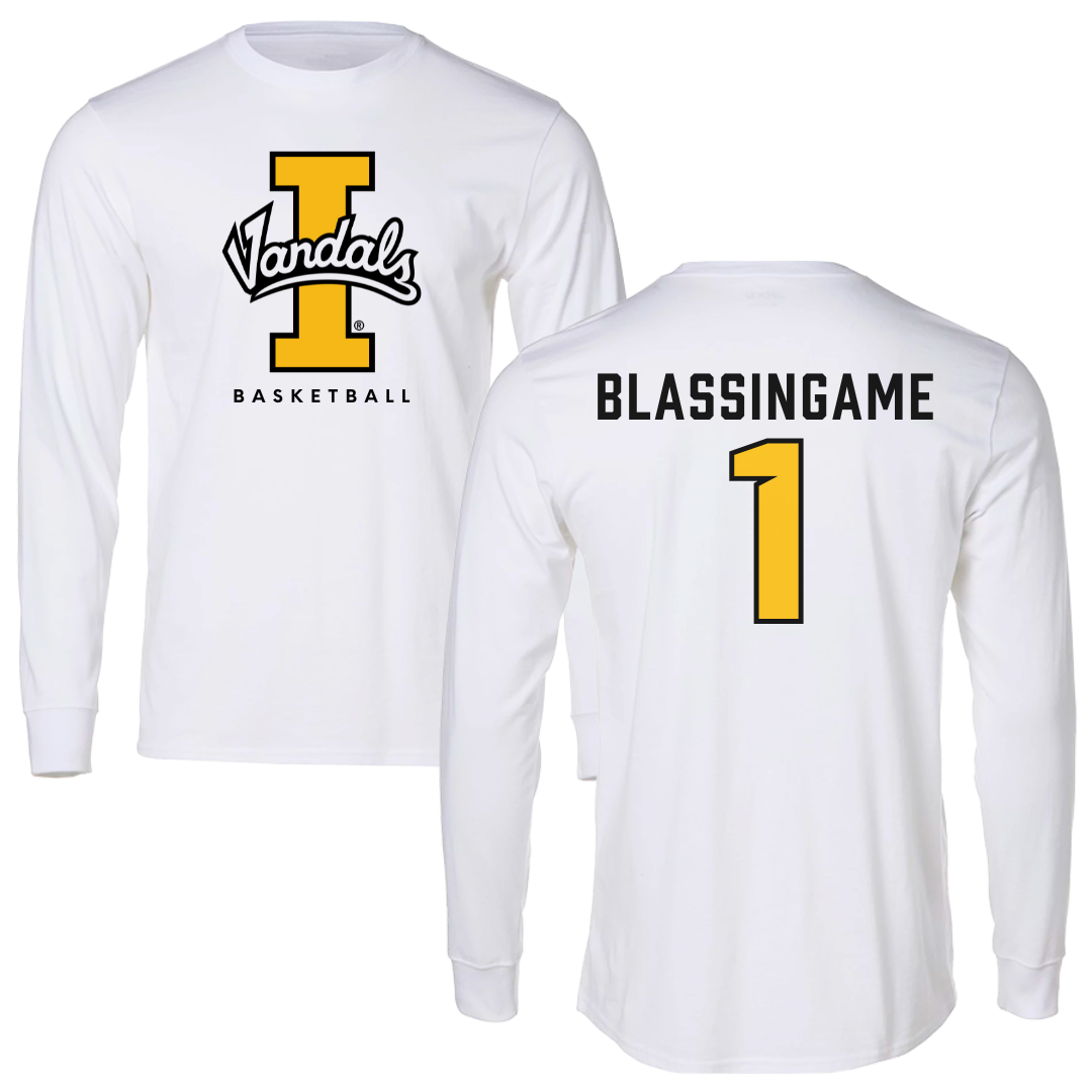 University of Idaho Basketball White Vandals Long Sleeve - #1 Trevon Blassingame