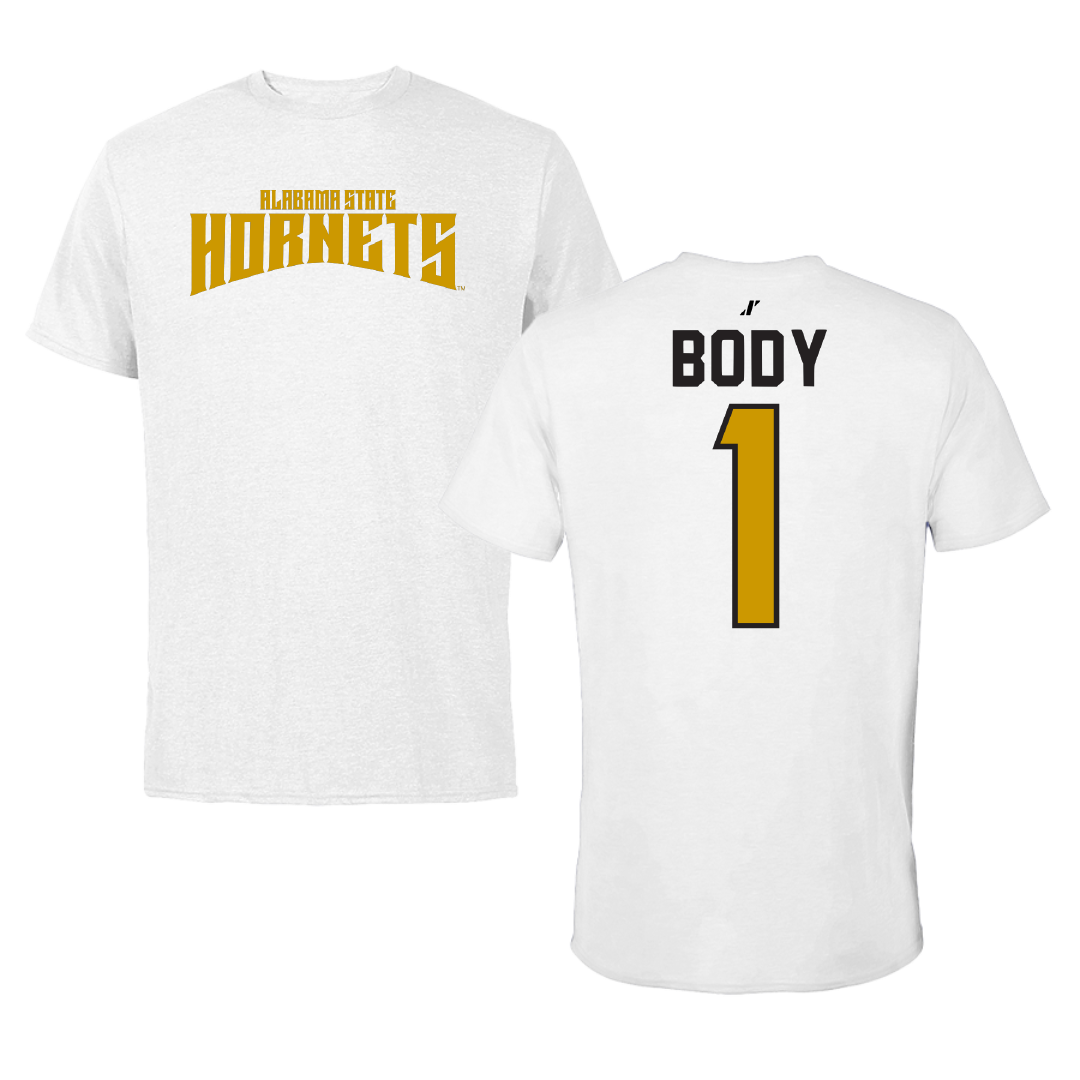 Alabama State University Football White Classic Tee - #1 Andrew Body