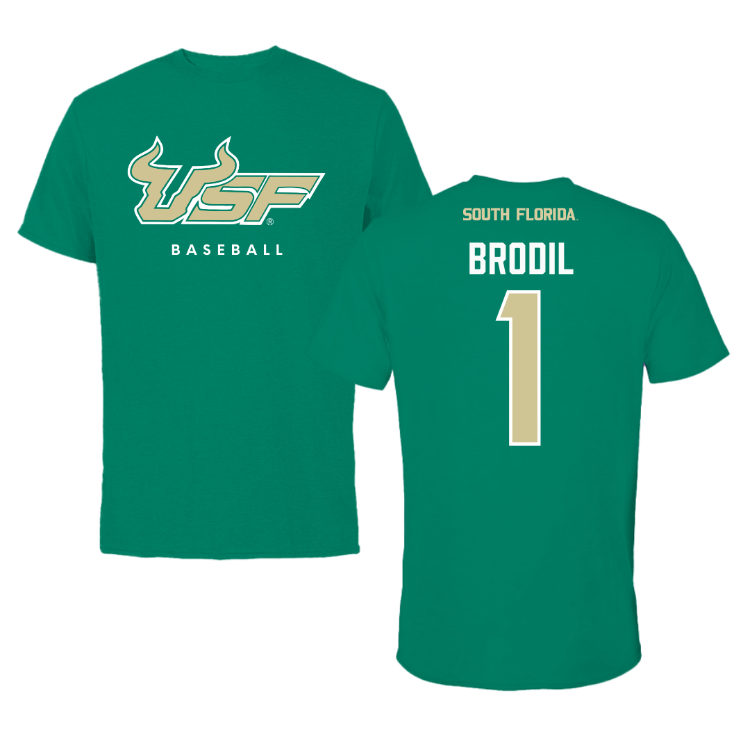 University of South Florida Baseball Green Tee  - #1 Marcus Brodil