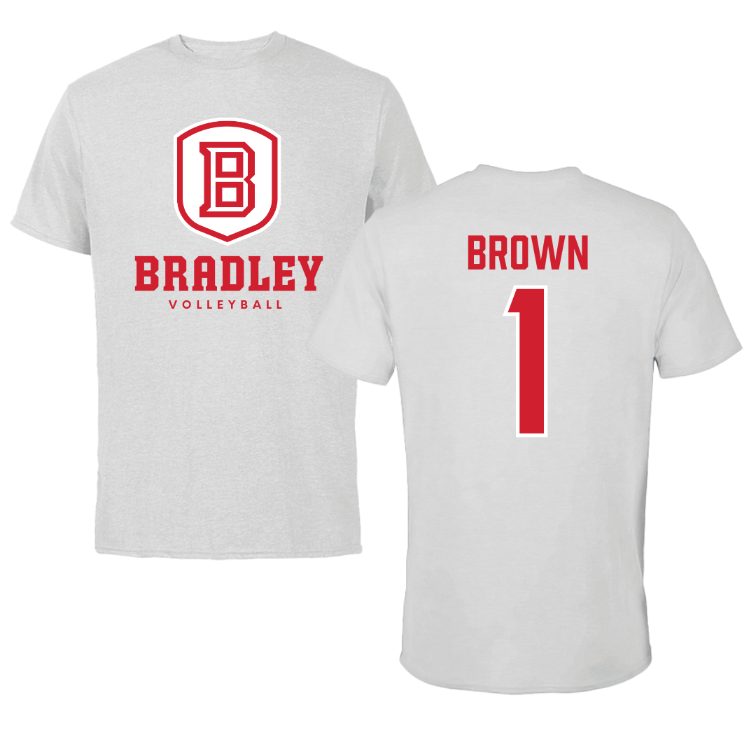 Bradley University Volleyball Gray Tee - #1 Corrie Brown