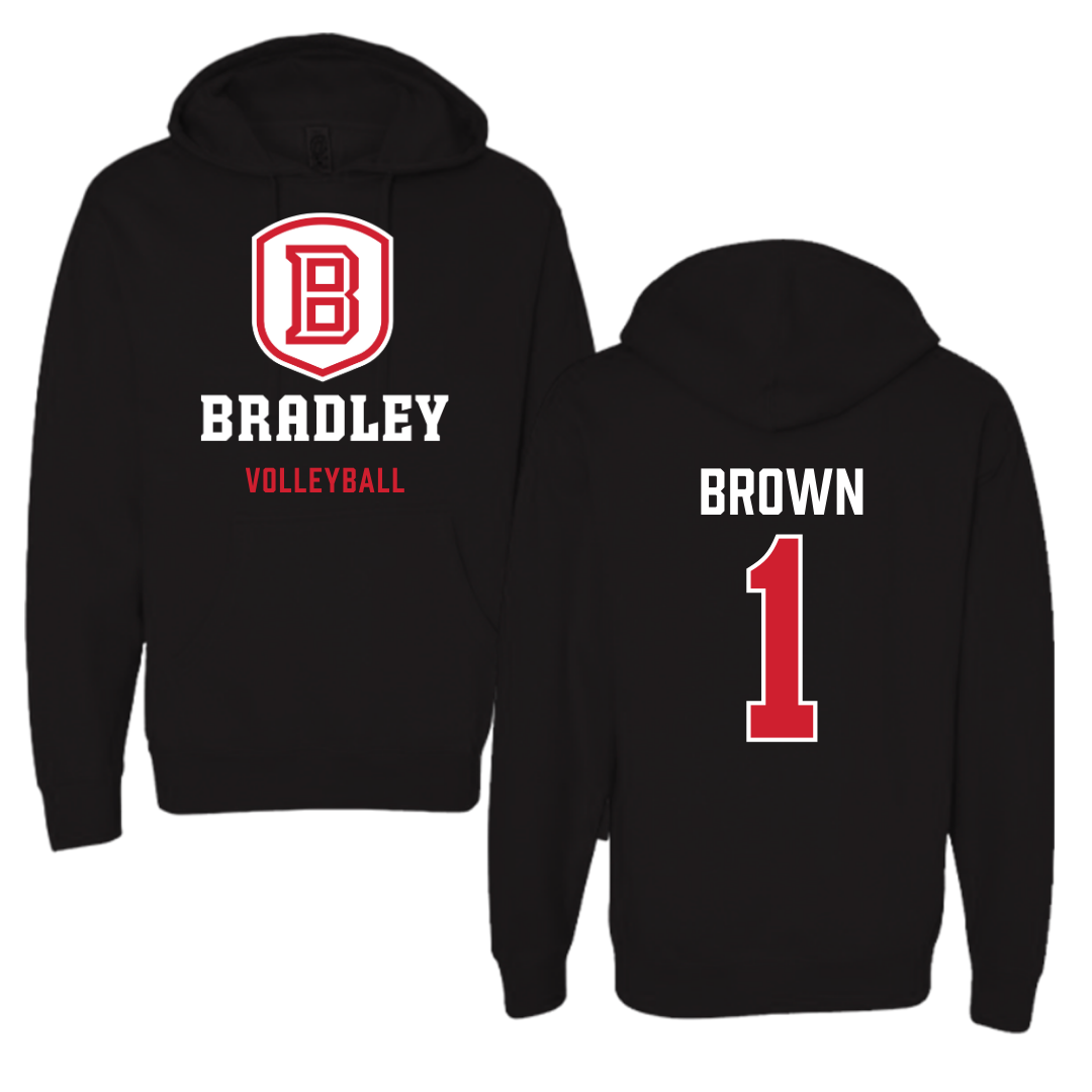Bradley University Volleyball Black Hoodie  - #1 Corrie Brown