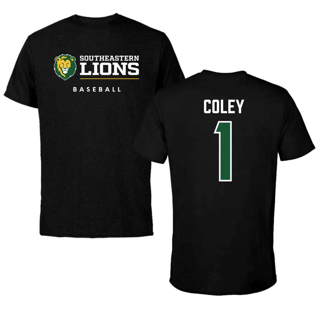 Southeastern Louisiana University Baseball Black Tee  - #1 Parker Coley