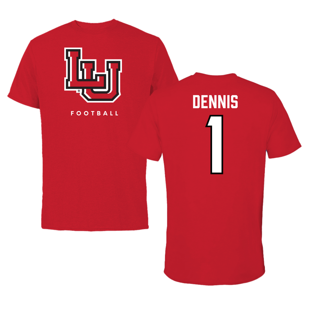 Lamar University Football Red Tee  - #1 Andre Dennis