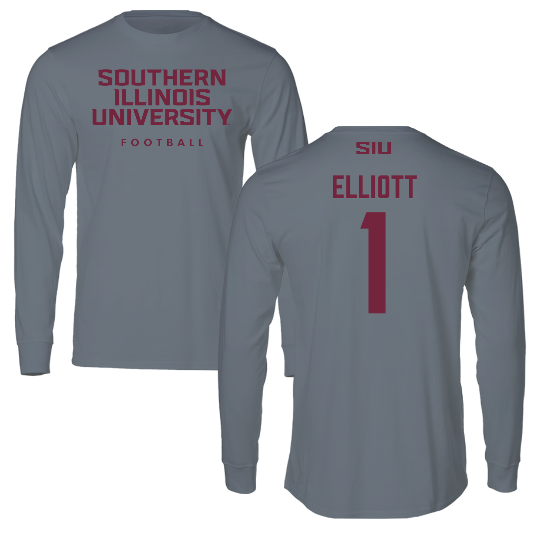 Southern Illinois University at Carbondale Football Gray Long Sleeve  - #1 Romeir Elliott