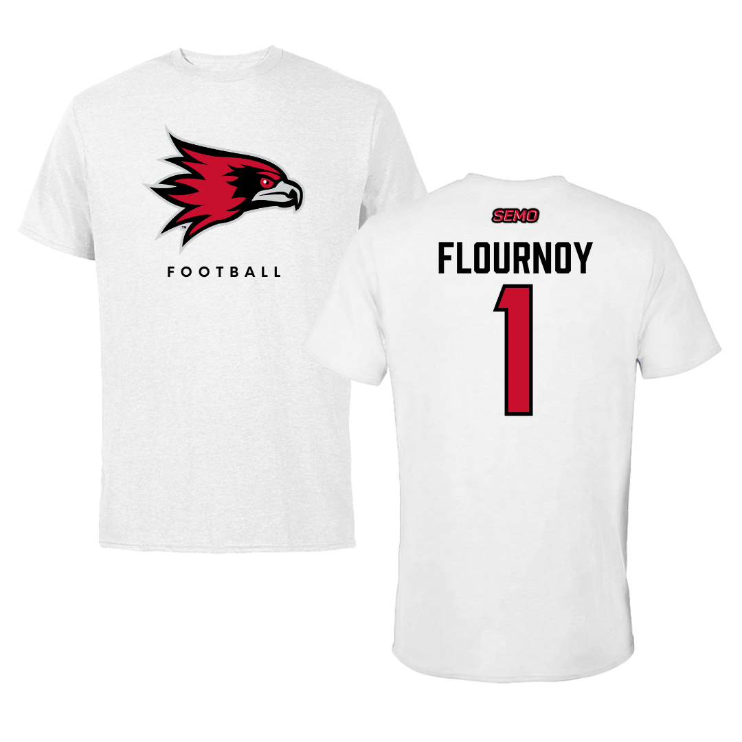 Southeast Missouri State University Football White Tee  - #1 Ryan Flournoy