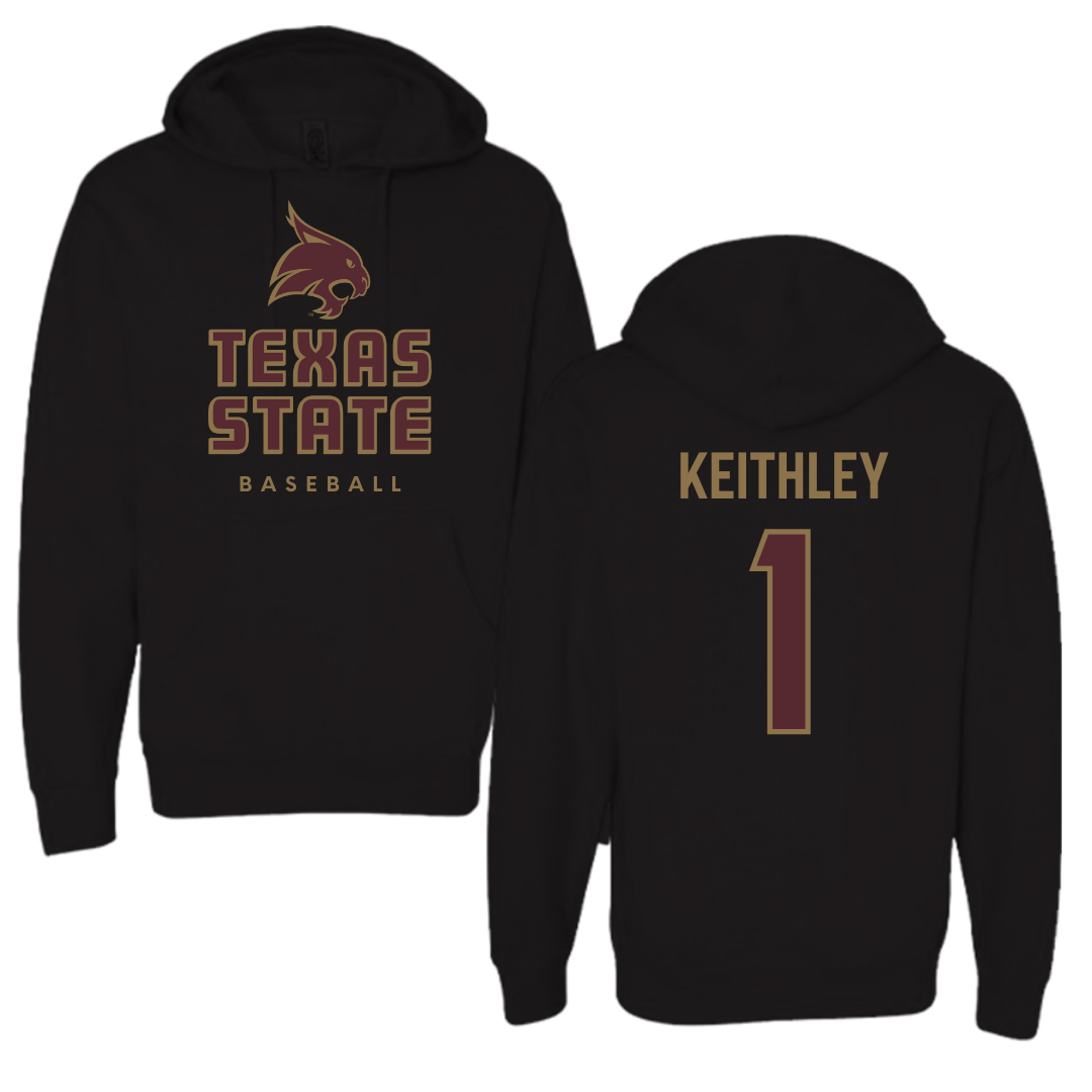 Texas State University Baseball Black Hoodie  - #1 Carson Keithley