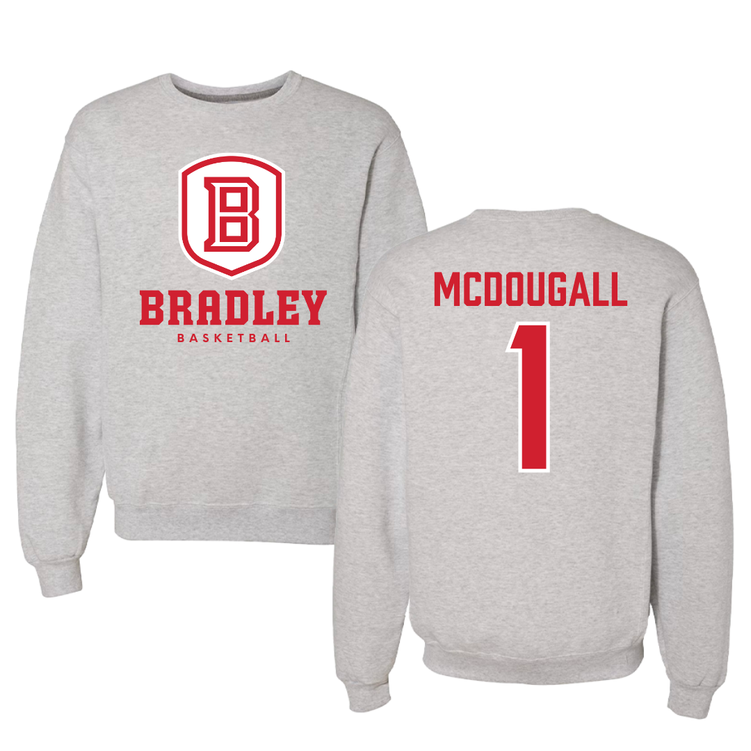 Bradley University Basketball Gray Crewneck - #1 Claire McDougall