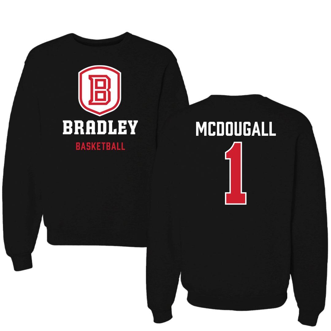 Bradley University Basketball Black Block Crewneck - #1 Claire McDougall