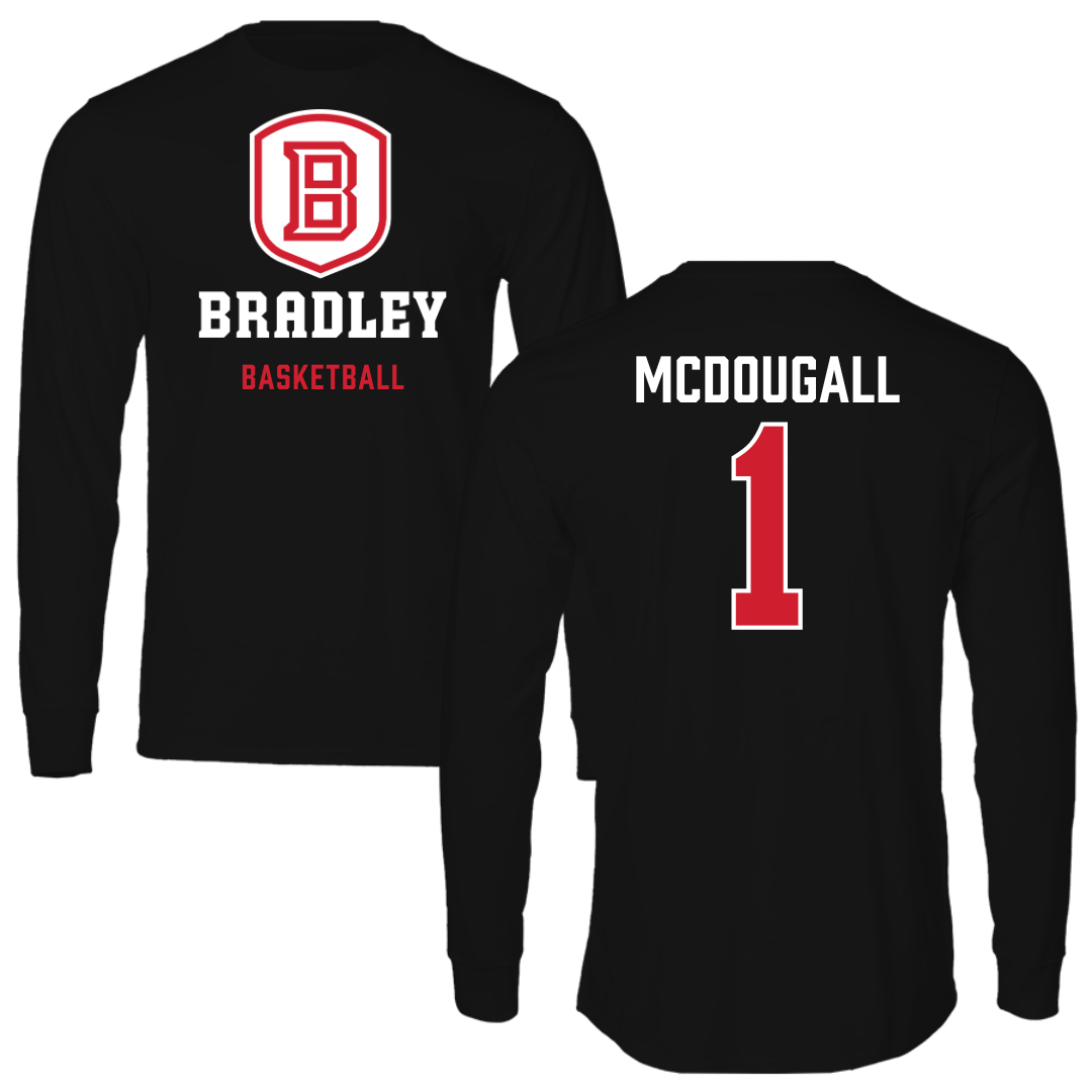 Bradley University Basketball Black Block Long Sleeve - #1 Claire McDougall