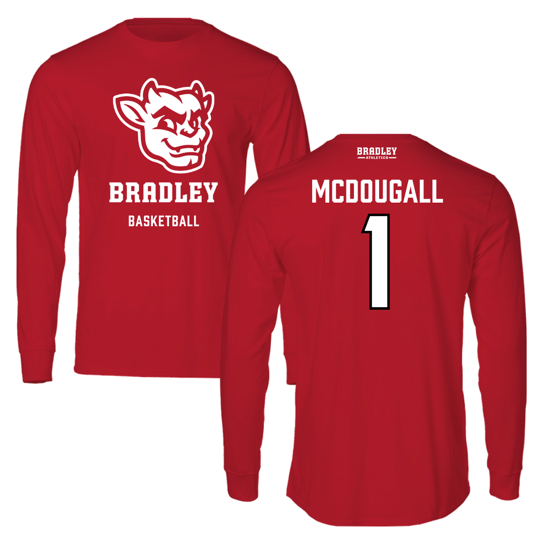 Bradley University Basketball Red Mascot Long Sleeve - #1 Claire McDougall