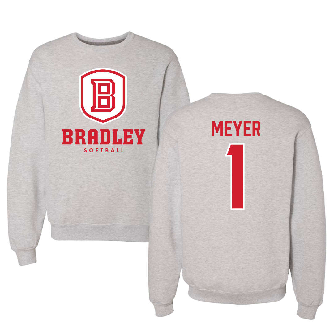 Bradley University Softball Gray Crewneck - #1 Tori Meyer