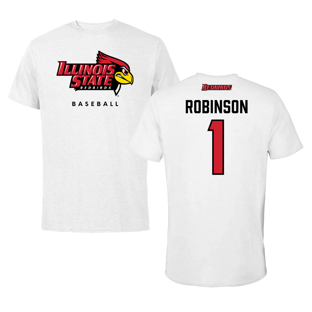Illinois State University Baseball White Tee  - #1 Shai Robinson
