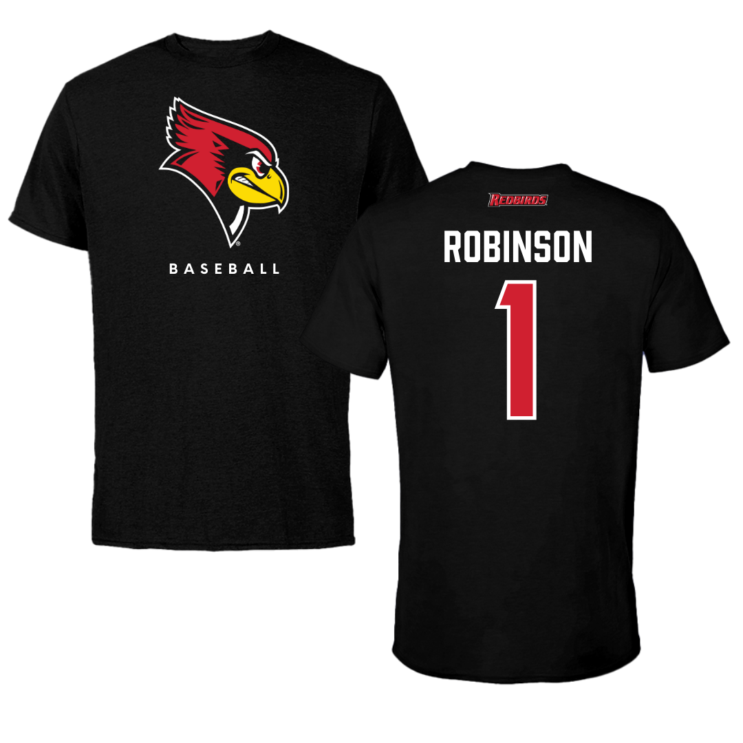 Illinois State University Baseball Black Tee  - #1 Shai Robinson