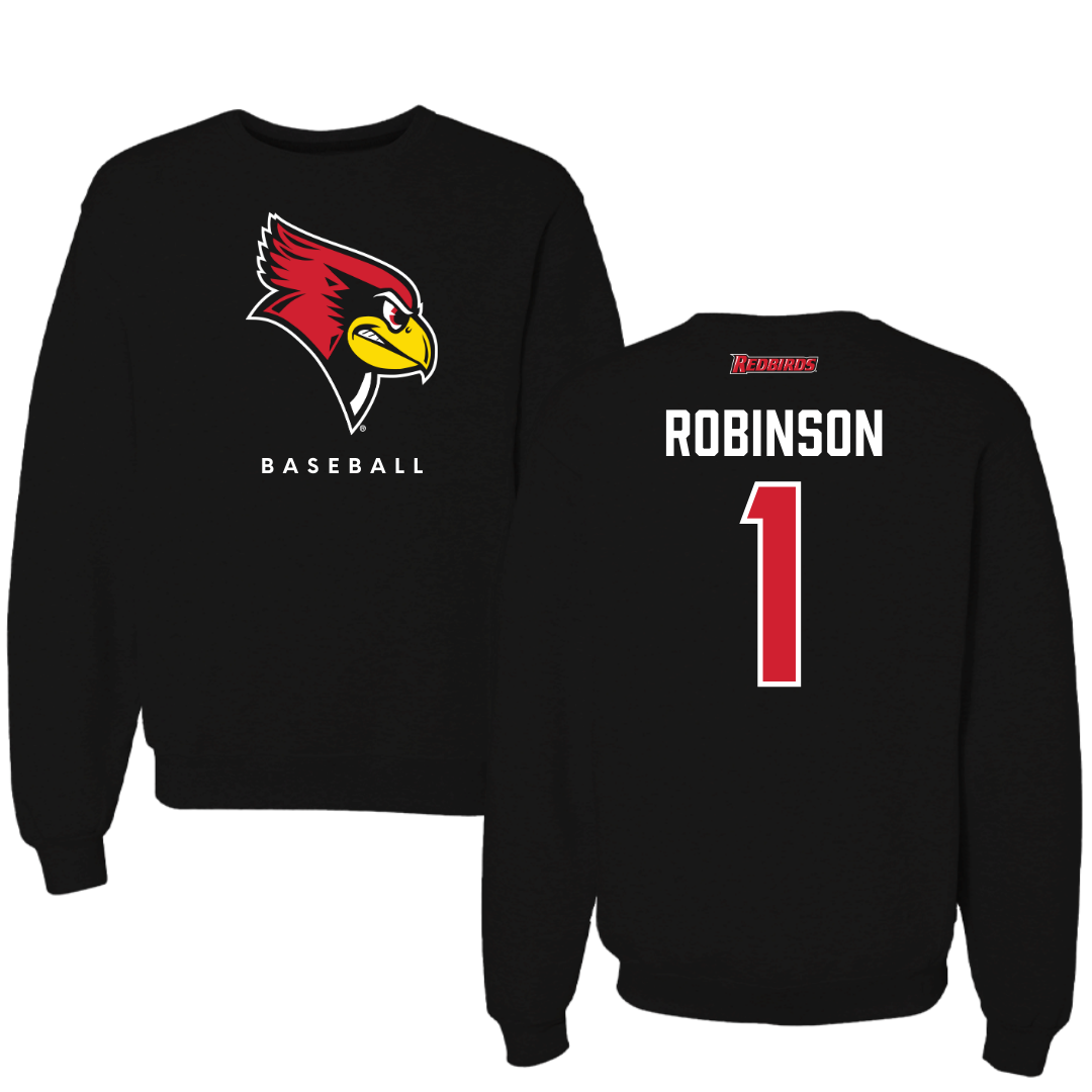 Illinois State University Baseball Black Mascot Crewneck  - #1 Shai Robinson