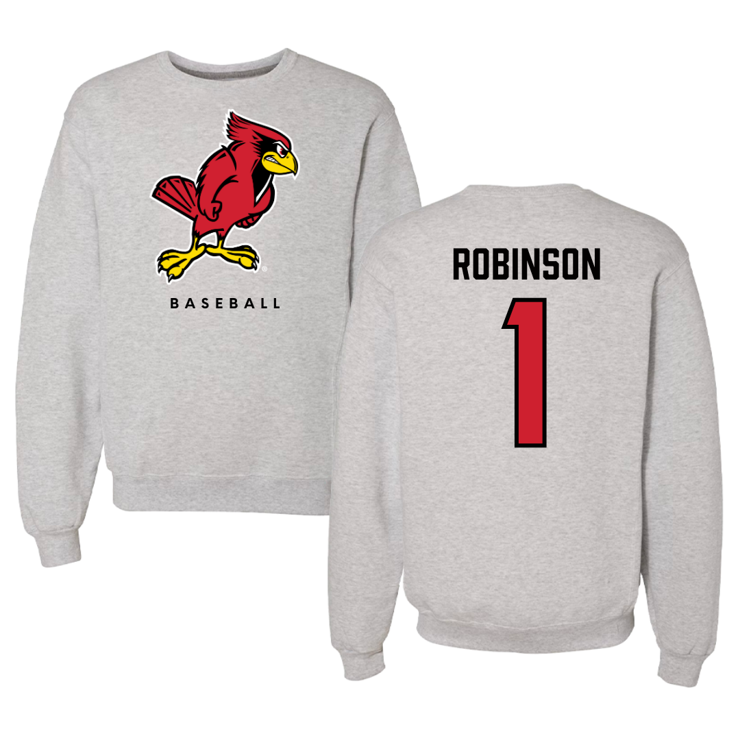 Illinois State University Baseball Gray Crewneck  - #1 Shai Robinson