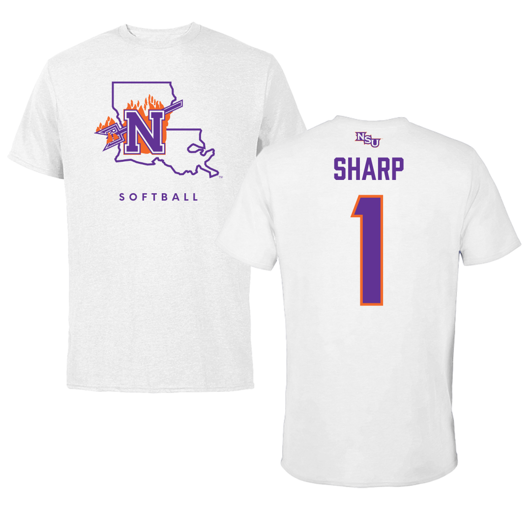 Northwestern State University Softball White Tee  - #1 Skye Sharp
