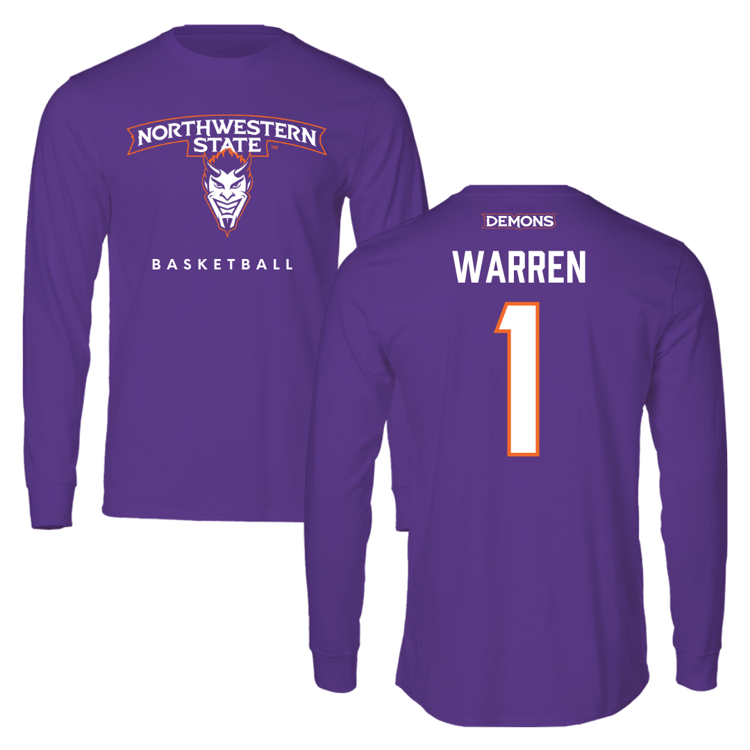 Northwestern State University Basketball Purple Long Sleeve  - #1 JT Warren