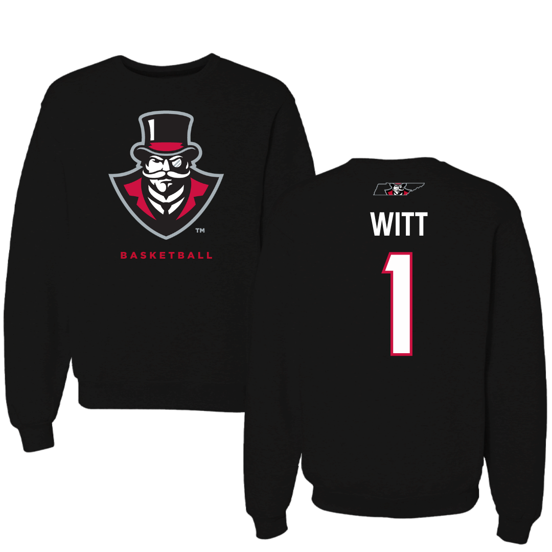 Austin Peay State University Basketball Black Mascot Crewneck - #1 Sai Witt