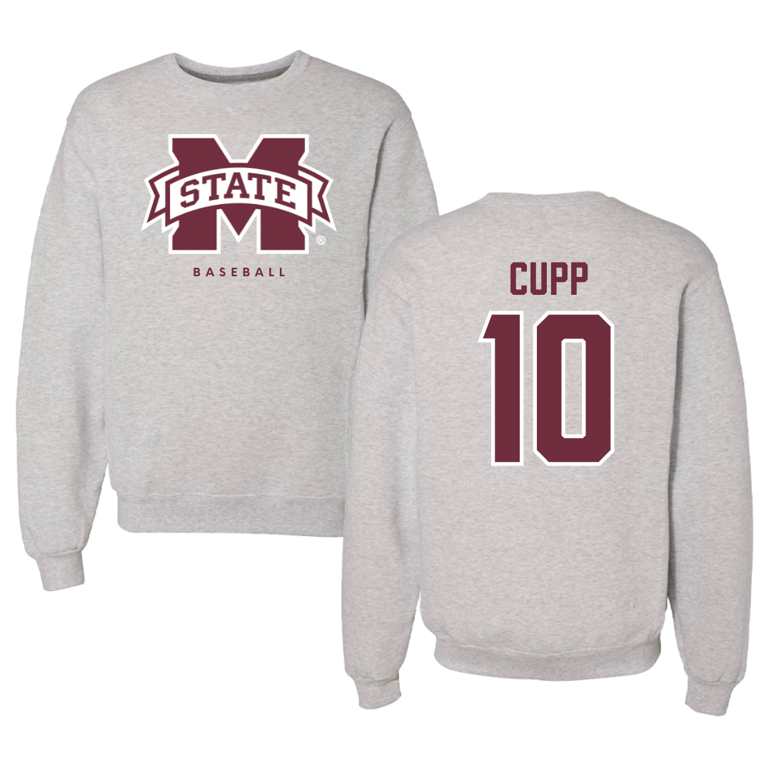 Mississippi State University Baseball Gray Crewneck  - #10 Dylan Cupp