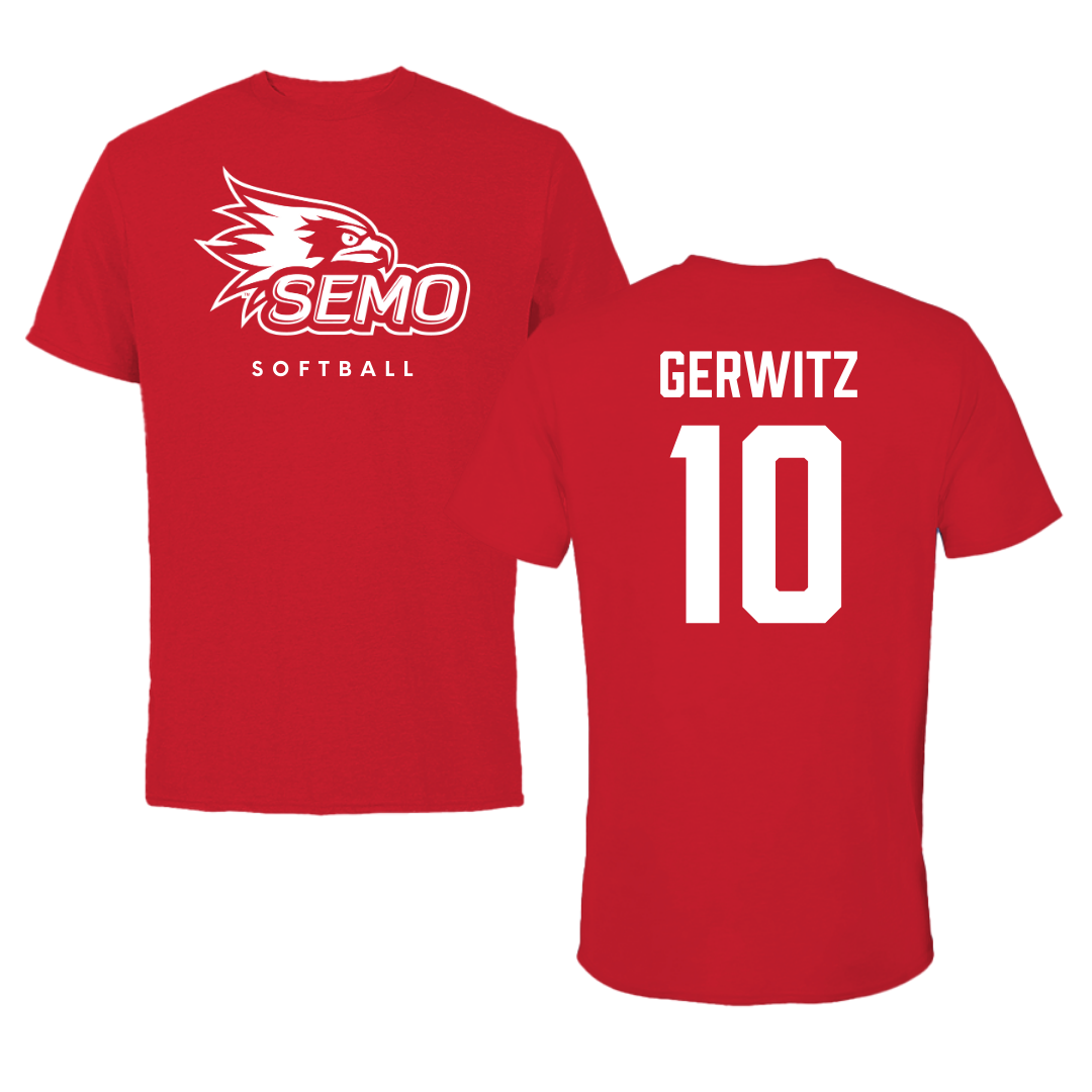 Southeast Missouri State University Softball Red Tee  - #10 Tatum Gerwitz