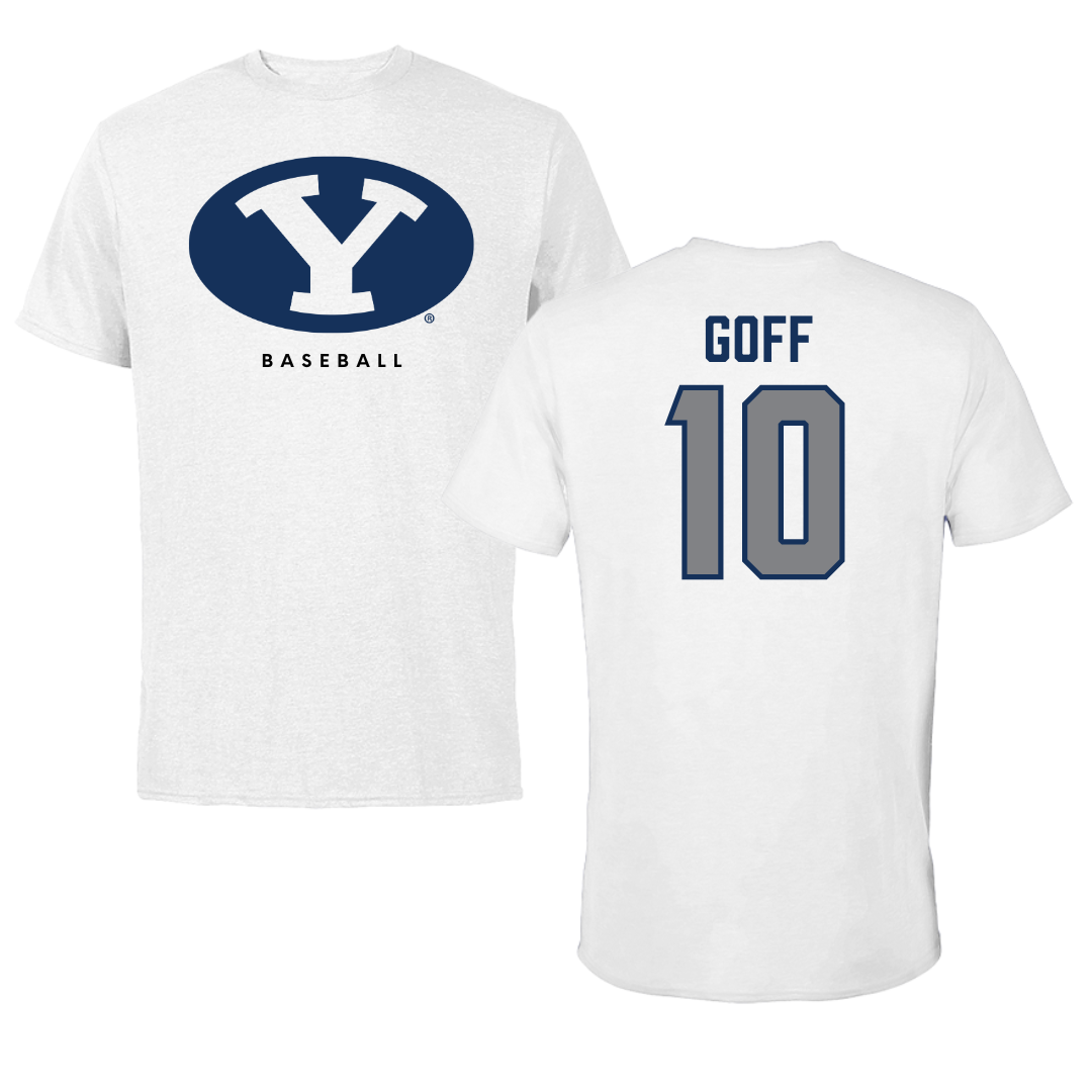 Brigham Young University Baseball White Tee  - #10 Parker Goff