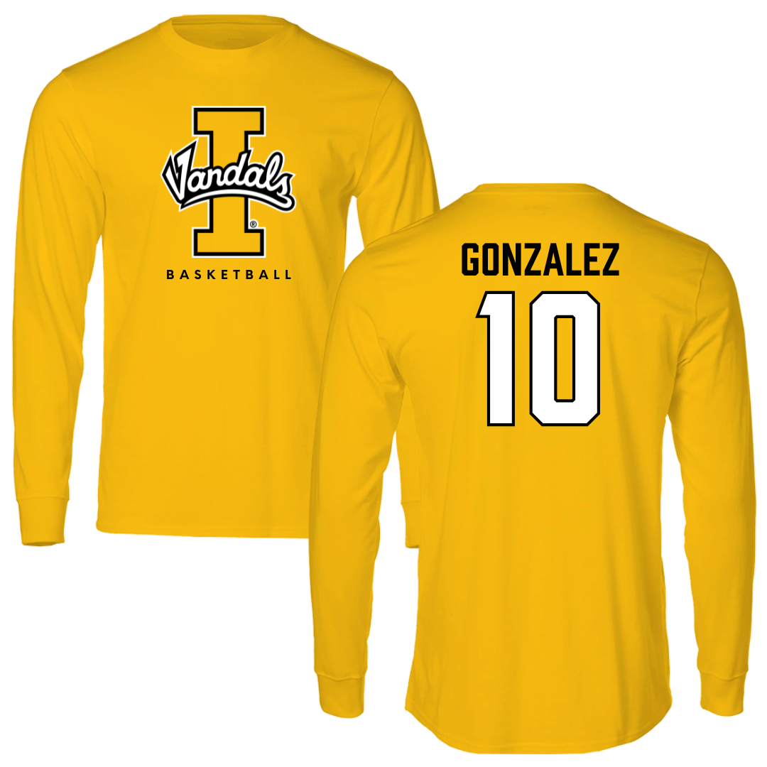 University of Idaho Basketball Gold Long Sleeve - #10 Kristian Gonzalez