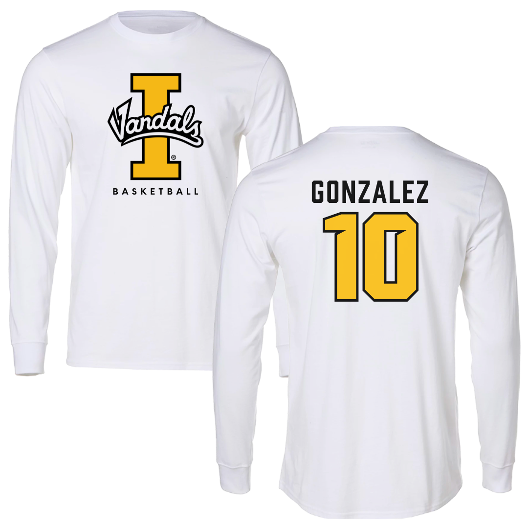 University of Idaho Basketball White Vandals Long Sleeve - #10 Kristian Gonzalez