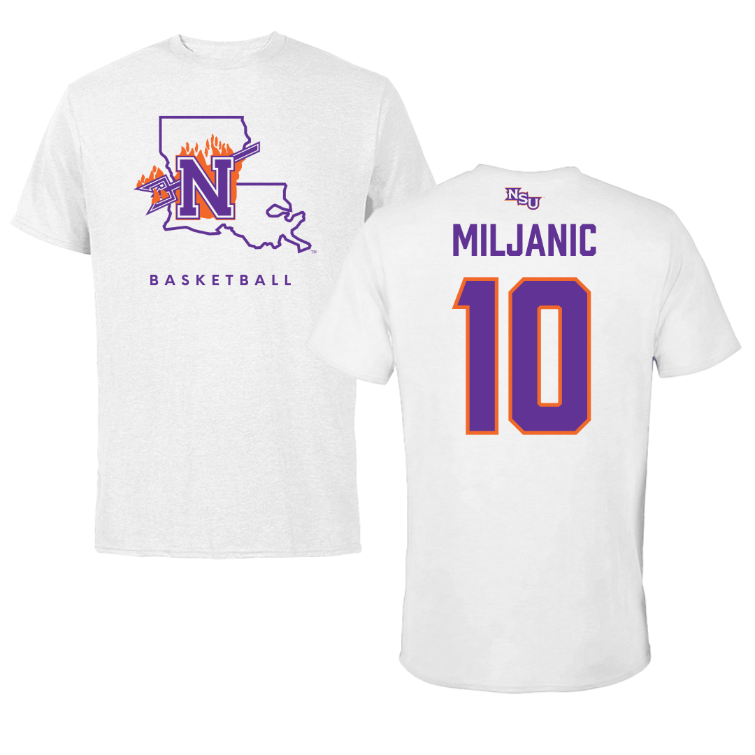Northwestern State University Basketball White Tee  - #10 Ivona Miljanic