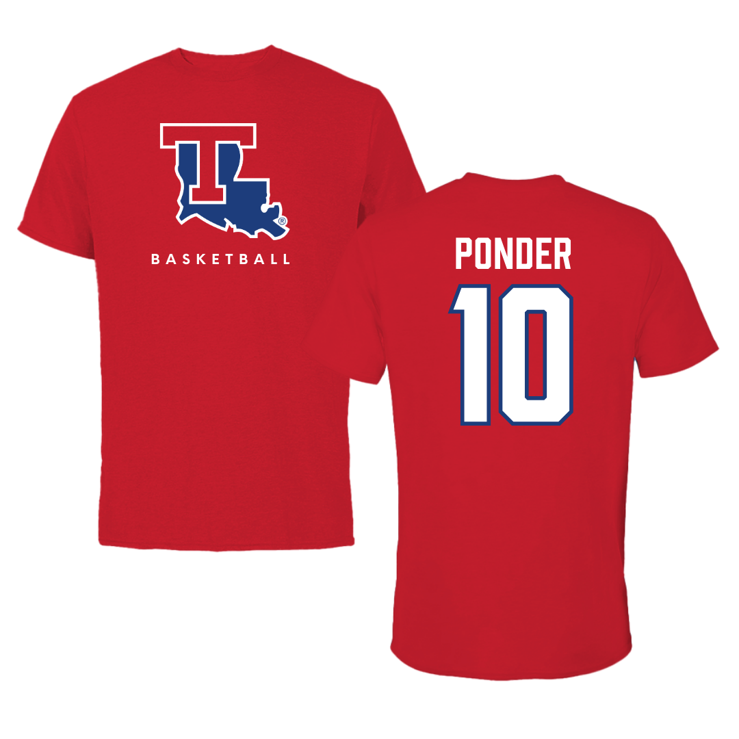 Louisiana Tech University Basketball Red Tee  - #10 Ben Ponder