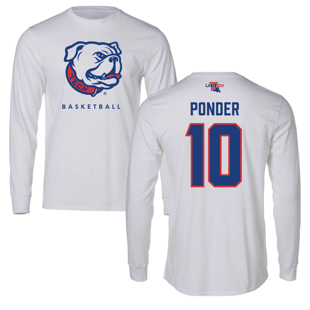 Louisiana Tech University Basketball White Long Sleeve  - #10 Ben Ponder