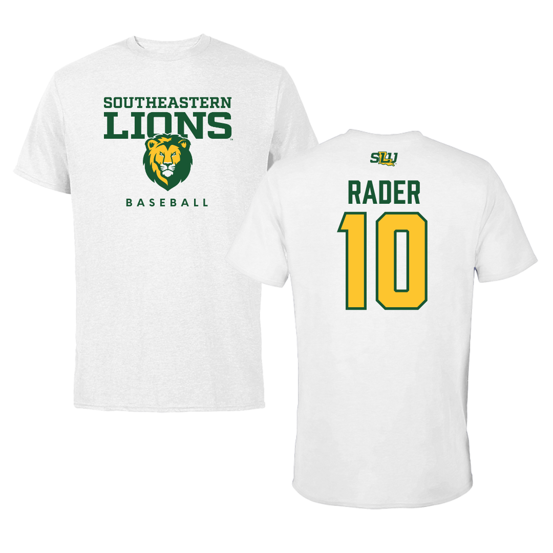 Southeastern Louisiana University Baseball White Tee  - #10 Jeremy Rader