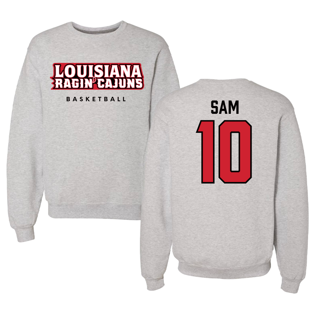 University of Louisiana at Lafayette Basketball Gray Crewneck  - #10 Aasia Sam