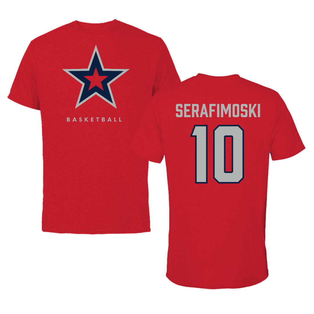 Robert Morris University Basketball Red Tee  - #10 Vasilije Serafimoski