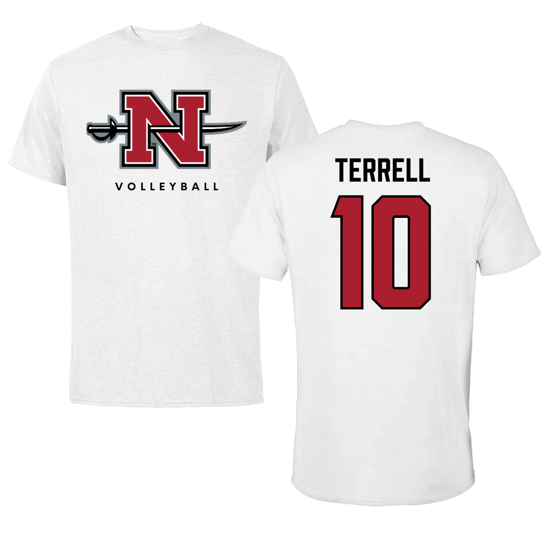 Nicholls State University Volleyball White Tee  - #10 Tierney Terrell