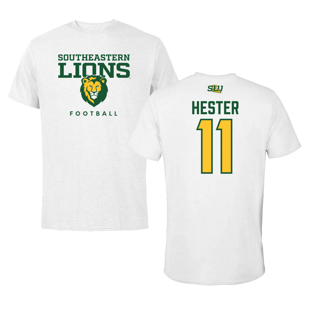 Southeastern Louisiana University Football White Tee  - #11 Kunta Hester
